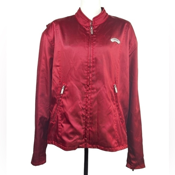 Harley Davidson Women's Burgundy Motorcycle Biker Jacket - Picture 1 of 16